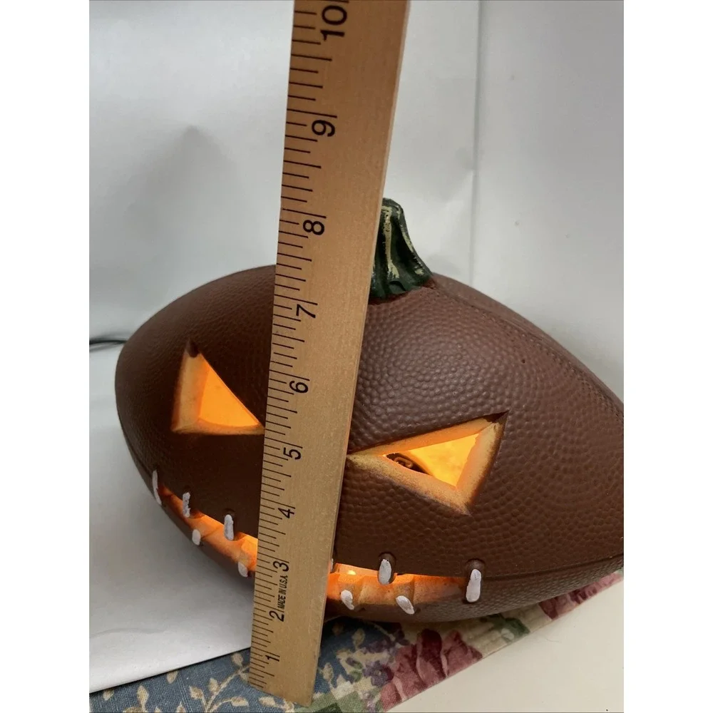 Gemmy Halloween Football Shaped Pumpkin Jack-O-Lantern Foam Blow Mold Light Lamp
